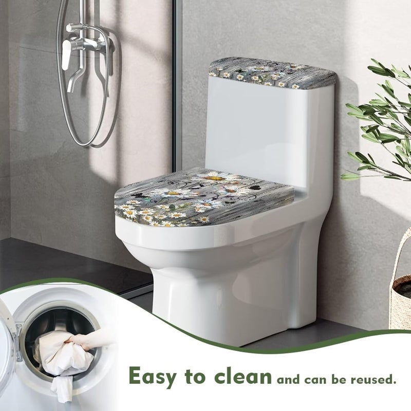 Kathyboom Daisy Board Toilet Tank Lid Cover Splash Resistant Tank Lid Covers Reusable Dust Stain Off Fit Most Round Elongated Oval Toilet Decor - Image 4